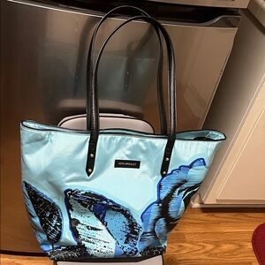 Vera Bradley Aqua and Black Leaf Tote
